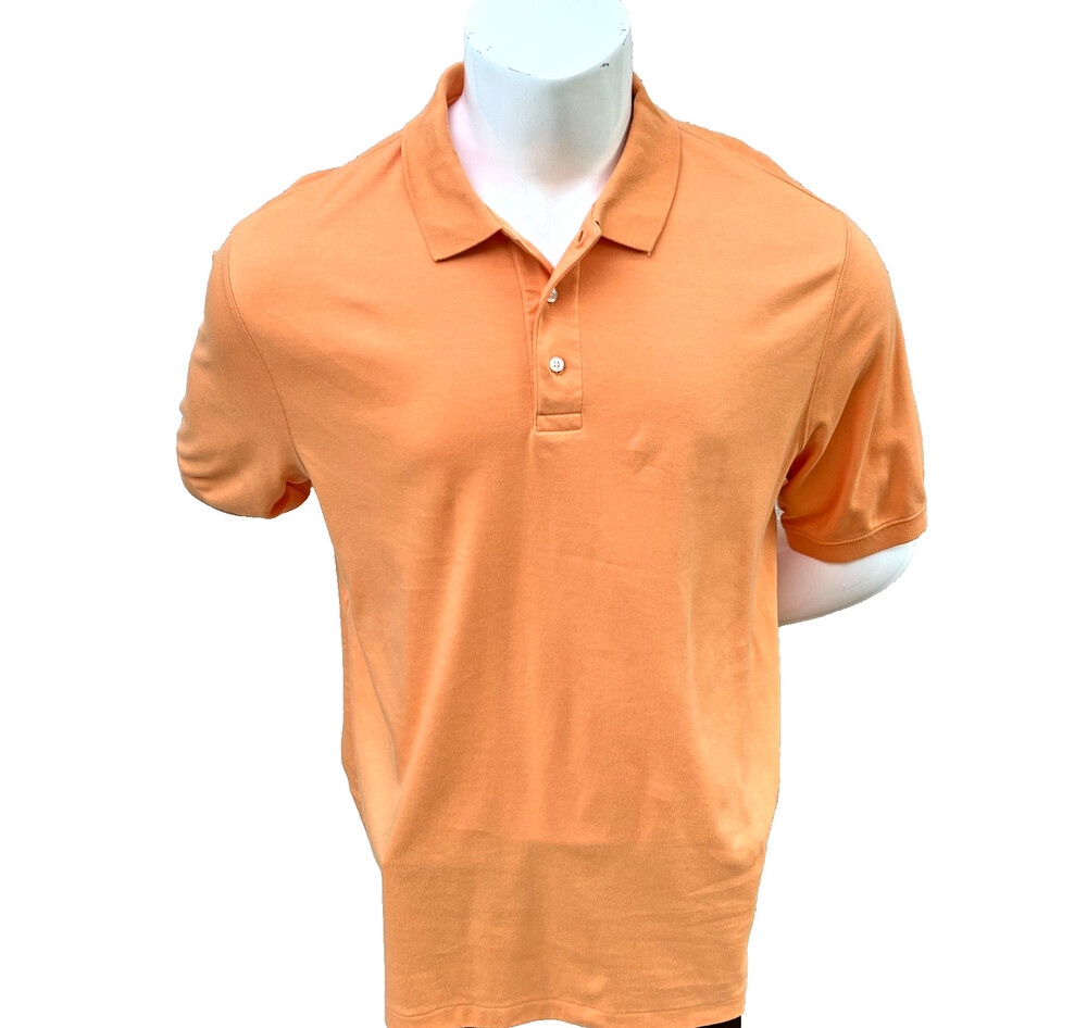 Lands' End Polo Shirt Men's XL 46-48 Orange Short Sleeve NWOT Banded Cuffs